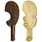 Carved wood and whale bone wahaika (hand clubs)